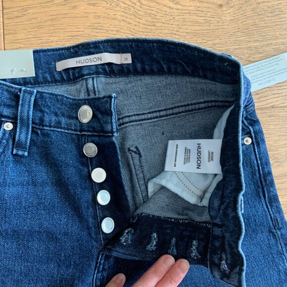 Women's Hudson Rosie High-Rise Wide Leg Crop Lakeside Blue Denim Jeans Size 25 - Picture 3 of 10